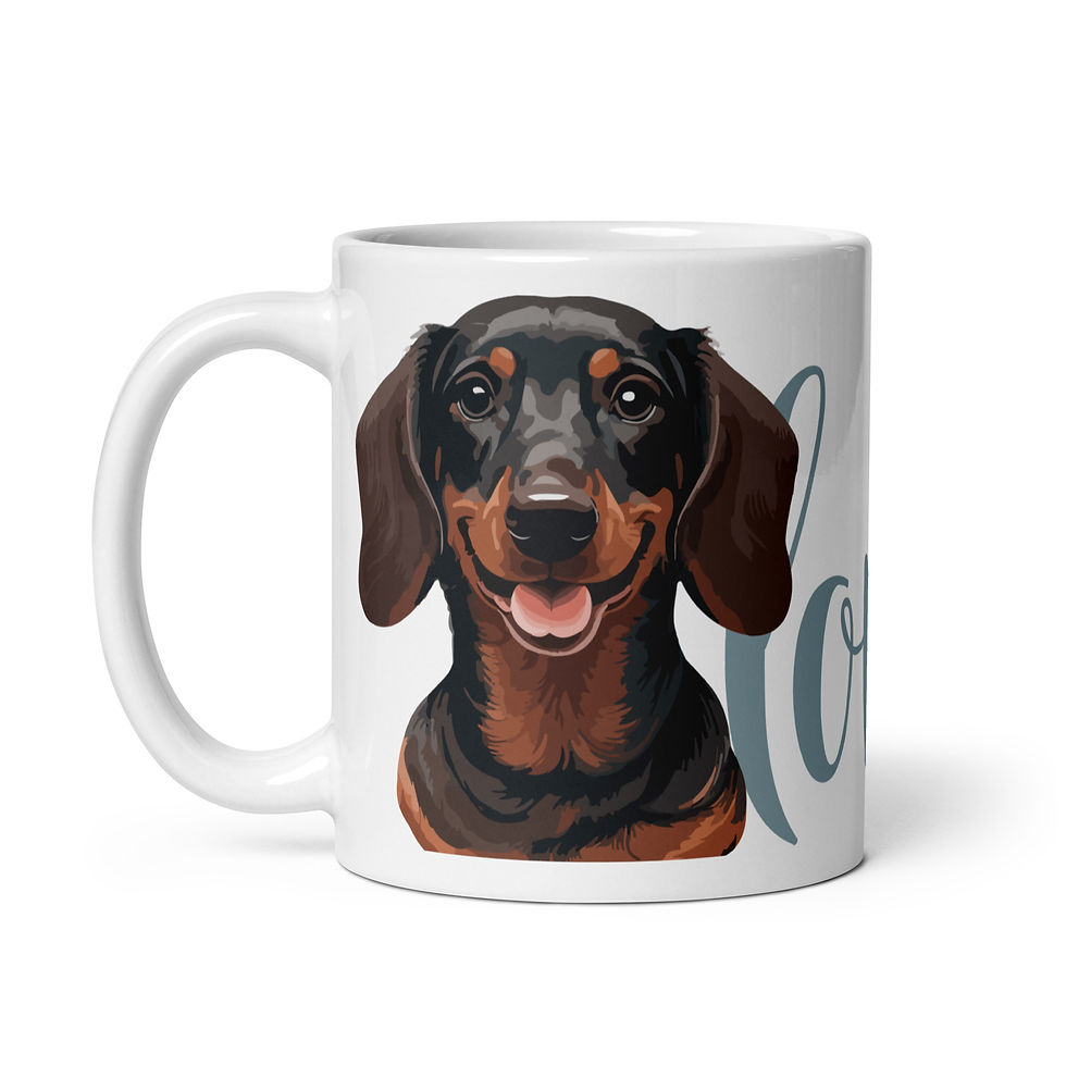 Thumbnail: Mug | 3 Sizes | Ceramic Glossy White | Dachshund Hound Love