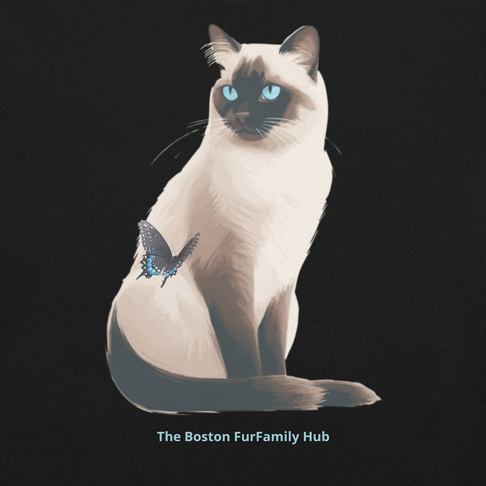 Thumbnail: T-Shirt | 5 Colors | Unisex | Sizes: XS - 5XL | Siamese Cat and Butterfly  