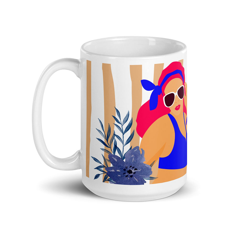 Thumbnail: Coffee Mug | 3 Sizes | Ceramic Glossy White | Ciao Bella Blue