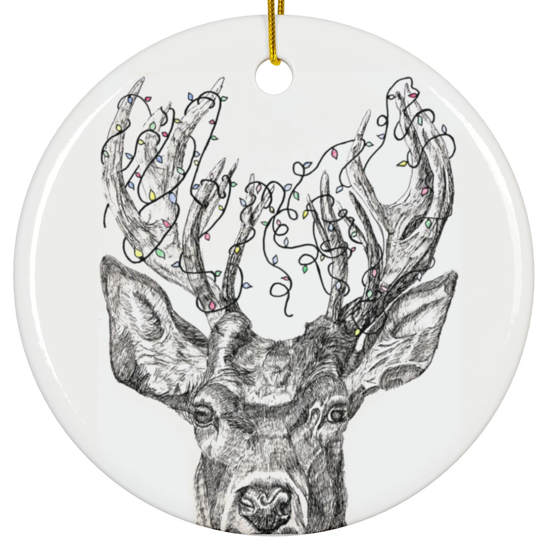 Tis the Season Reindeer Ceramic Ornament