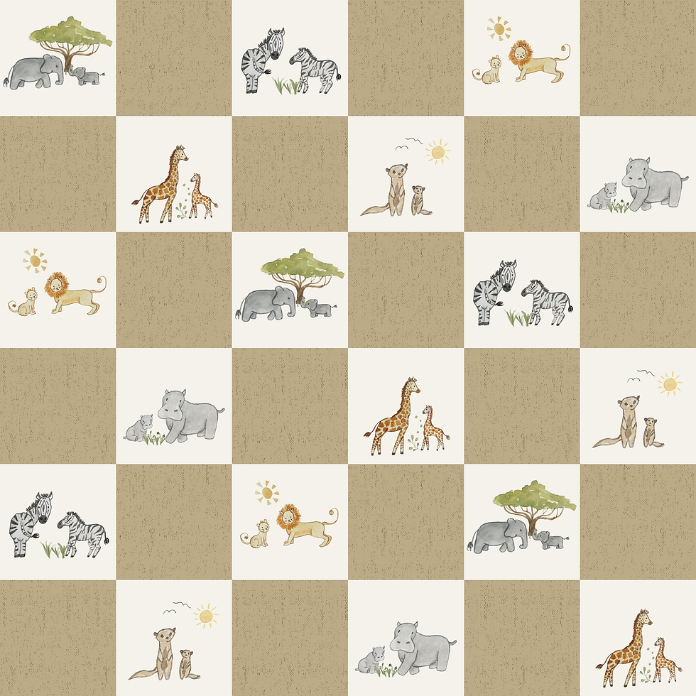 Thumbnail: Checkered Safari Animals Baby Blanket