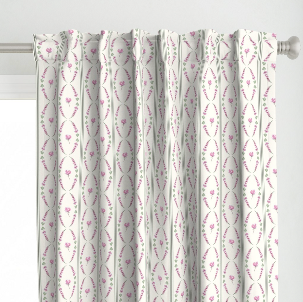 Thumbnail: English Rose and Foxglove Curtain Panel