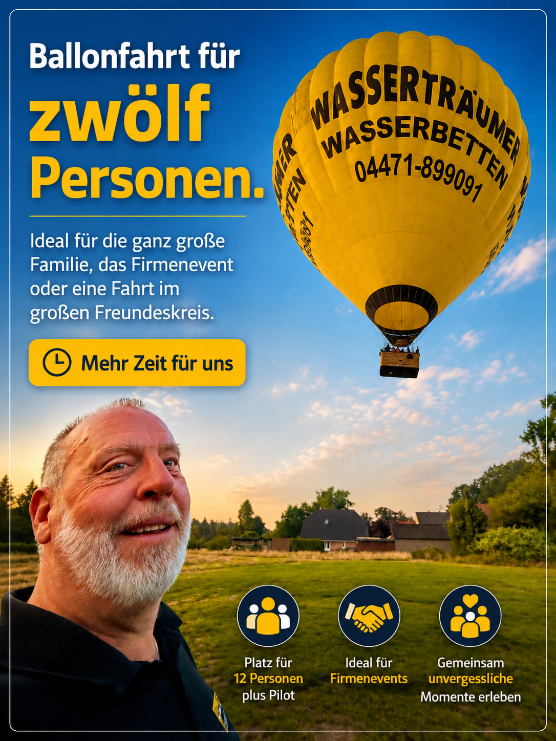 12 Personen in einem Ballon - Ballonfahren macht Spaß