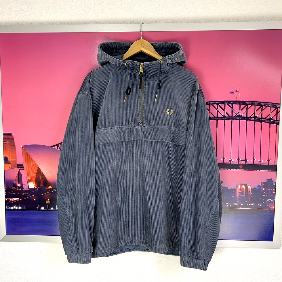 Thumbnail: FRED PERRY Ash Blue Corduroy Overhead Jacket Smock | M / Large / XL | RRP £150