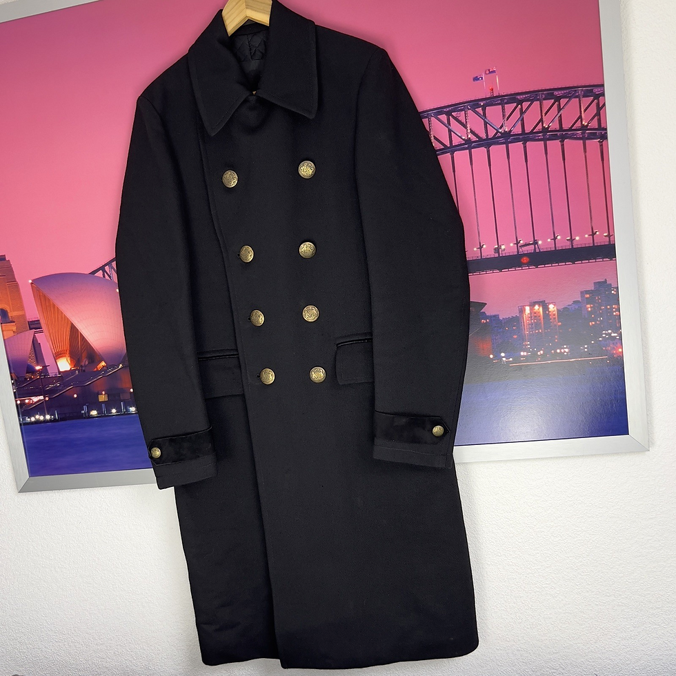 Thumbnail: Pretty Green Black Label Double Breasted Military Overcoat | Medium | Peacoat