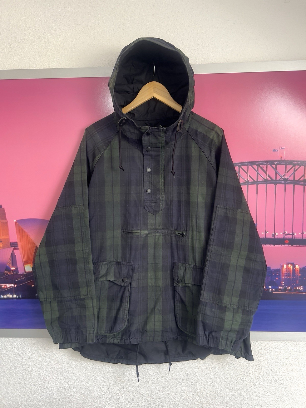 Thumbnail: Barbour Wax Jacket Smock | Medium / Large / XL | Blackwatch Tartan Overhead