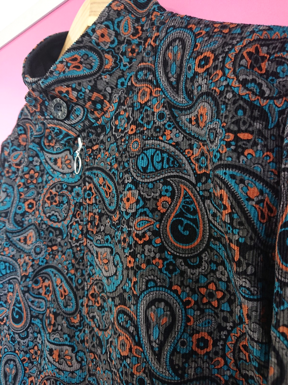 Thumbnail: Pretty Green Wonderwall Cord Harrington Jacket | S/M | Paisley Britpop Mod Oasis