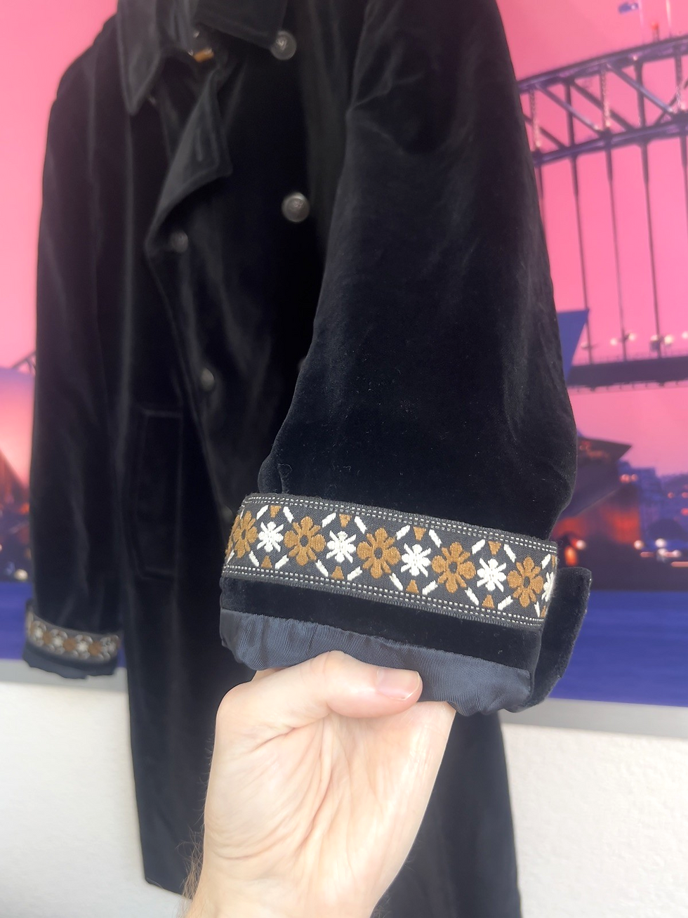 Thumbnail: RARE Pretty Green Velvet Peacoat | XL / L | Black Label Liam Gallagher RRP £350