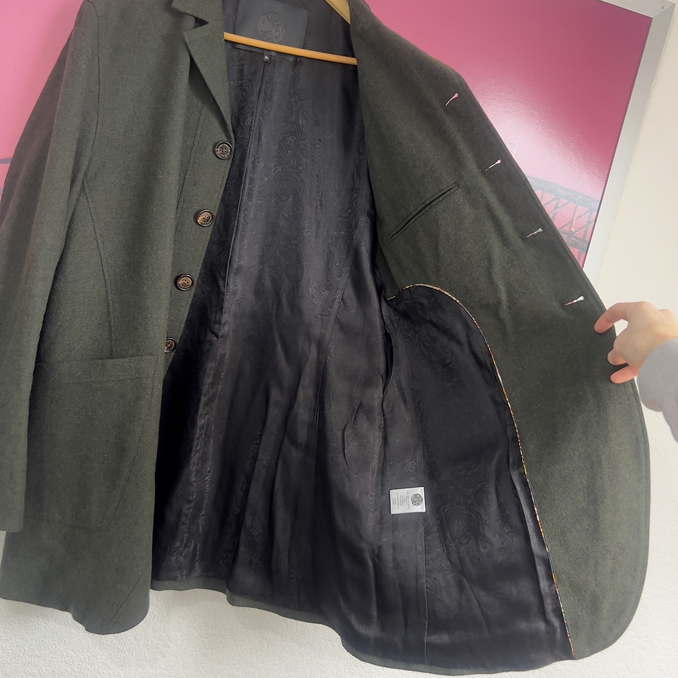 Thumbnail: Pretty Green Black Label 42% Linen Herringbone Tweed Frock Coat | XL / Large / M