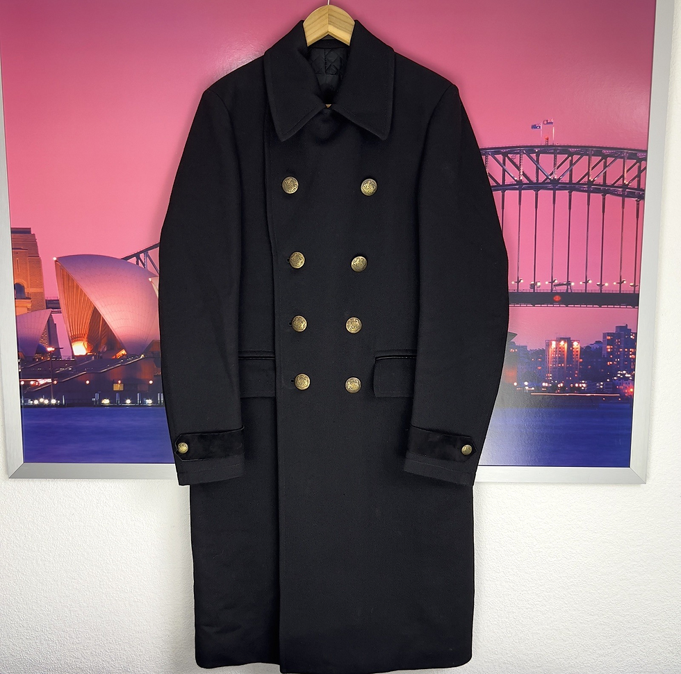 Thumbnail: Pretty Green Black Label Double Breasted Military Overcoat | Medium | Peacoat