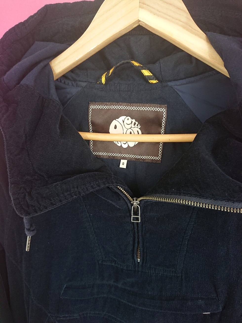 Thumbnail: Pretty Green Cord Smock Navy Overhead Corduroy Jacket Hooded | Small