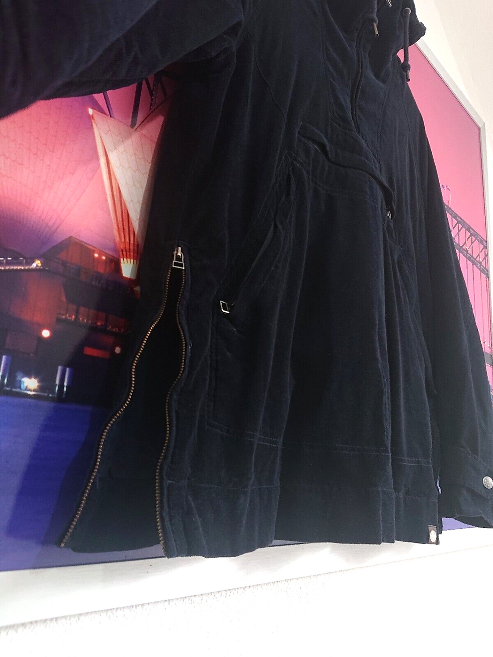 Thumbnail: Pretty Green Cord Smock Navy Overhead Corduroy Jacket Hooded | Small