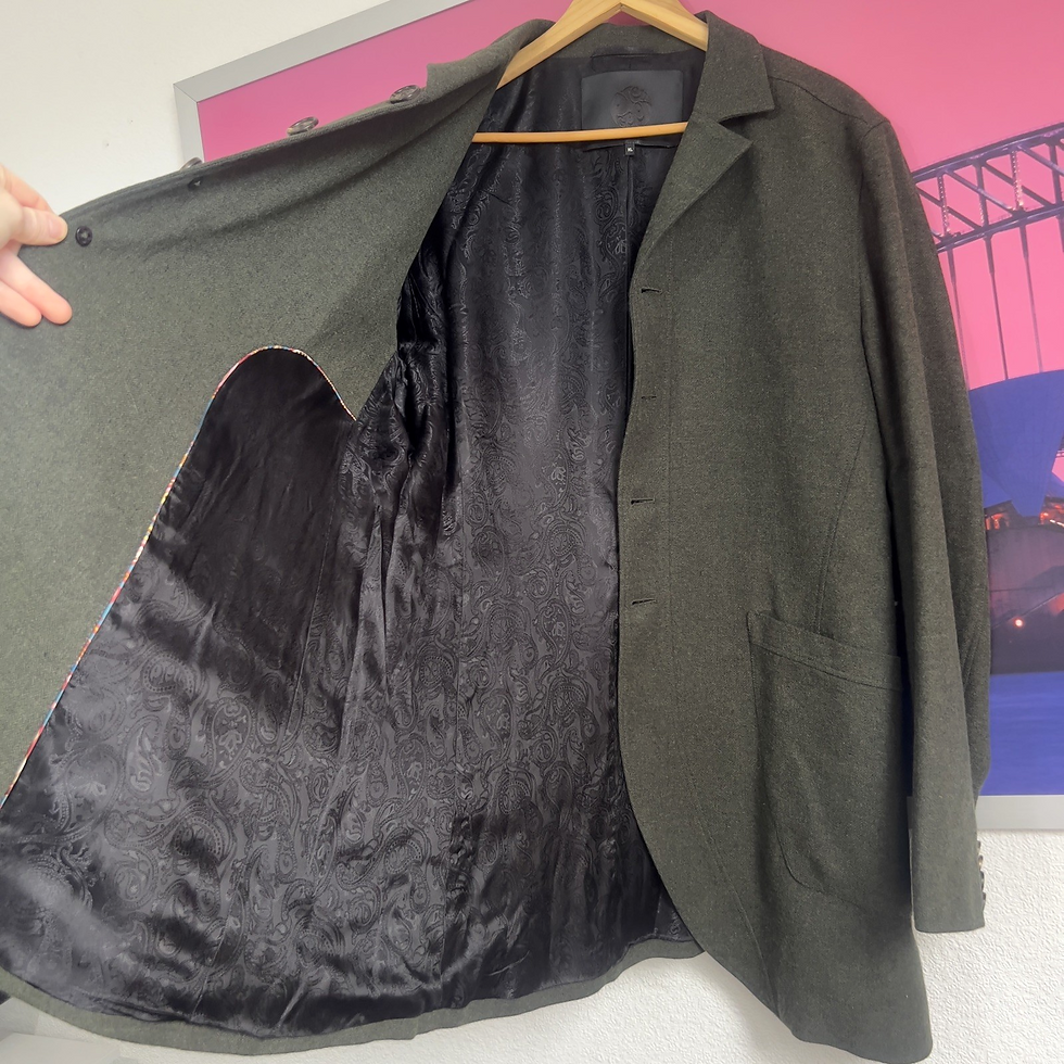 Thumbnail: Pretty Green Black Label 42% Linen Herringbone Tweed Frock Coat | XL / Large / M