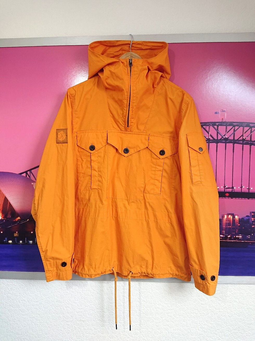 Pretty Green Orange Smock 3 Pocket | S/M | Liam Gallagher Oasis Overhead Jacket