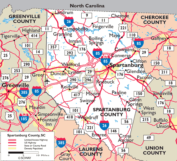 Jimmy Ray's Bonding Spartanburg Location Service Area Map