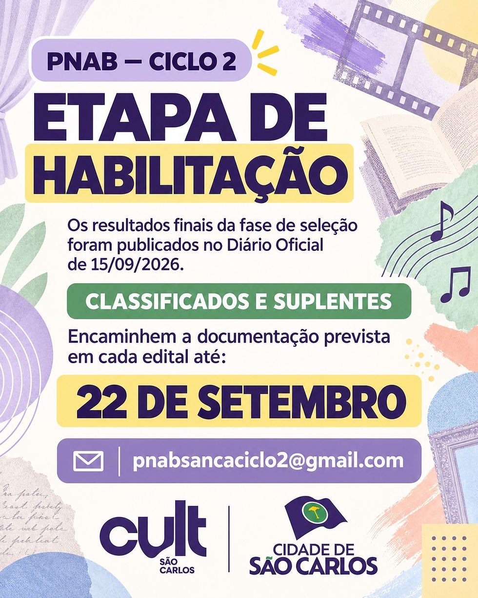 Proponentes classificados e suplentes devem encaminhar a documentação prevista nos editais até o dia 22 de setembro
