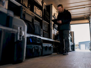 Organized production gear inside logistics truck