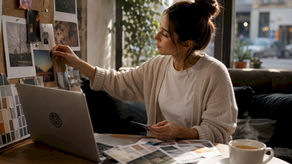 Créatrice en pleine élaboration d’un moodboard vidéo