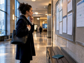 Job seeker checking municipal recruitment notices
