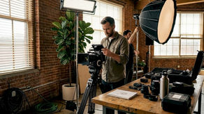 Cinematographer prepping camera on authentic set
