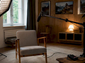 Documentary interview setup with mic and light