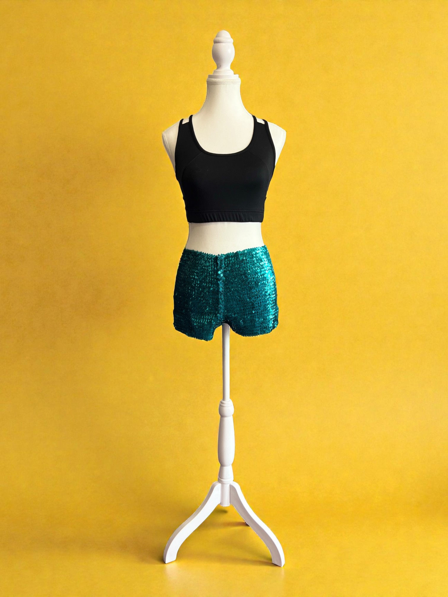Green Sequin Jazz Shorts