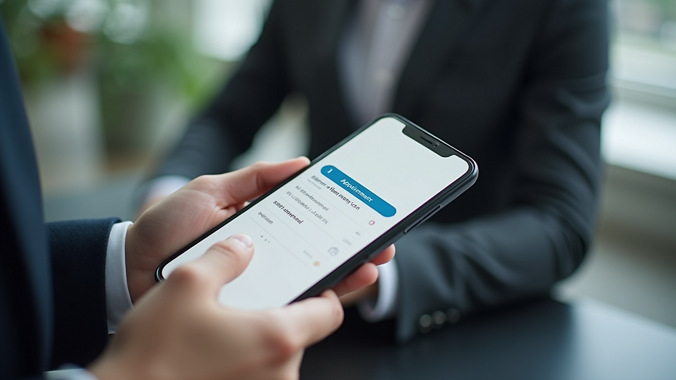 Close-up view of a smartphone displaying an appointment confirmation screen