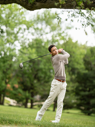 senior guy picture swinging golg club