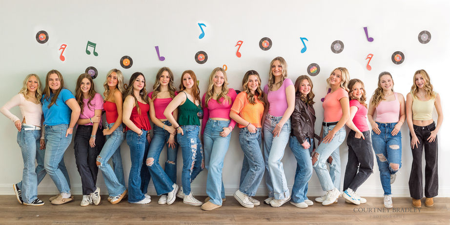 courtneys crew team retro photo in the studio by white wall