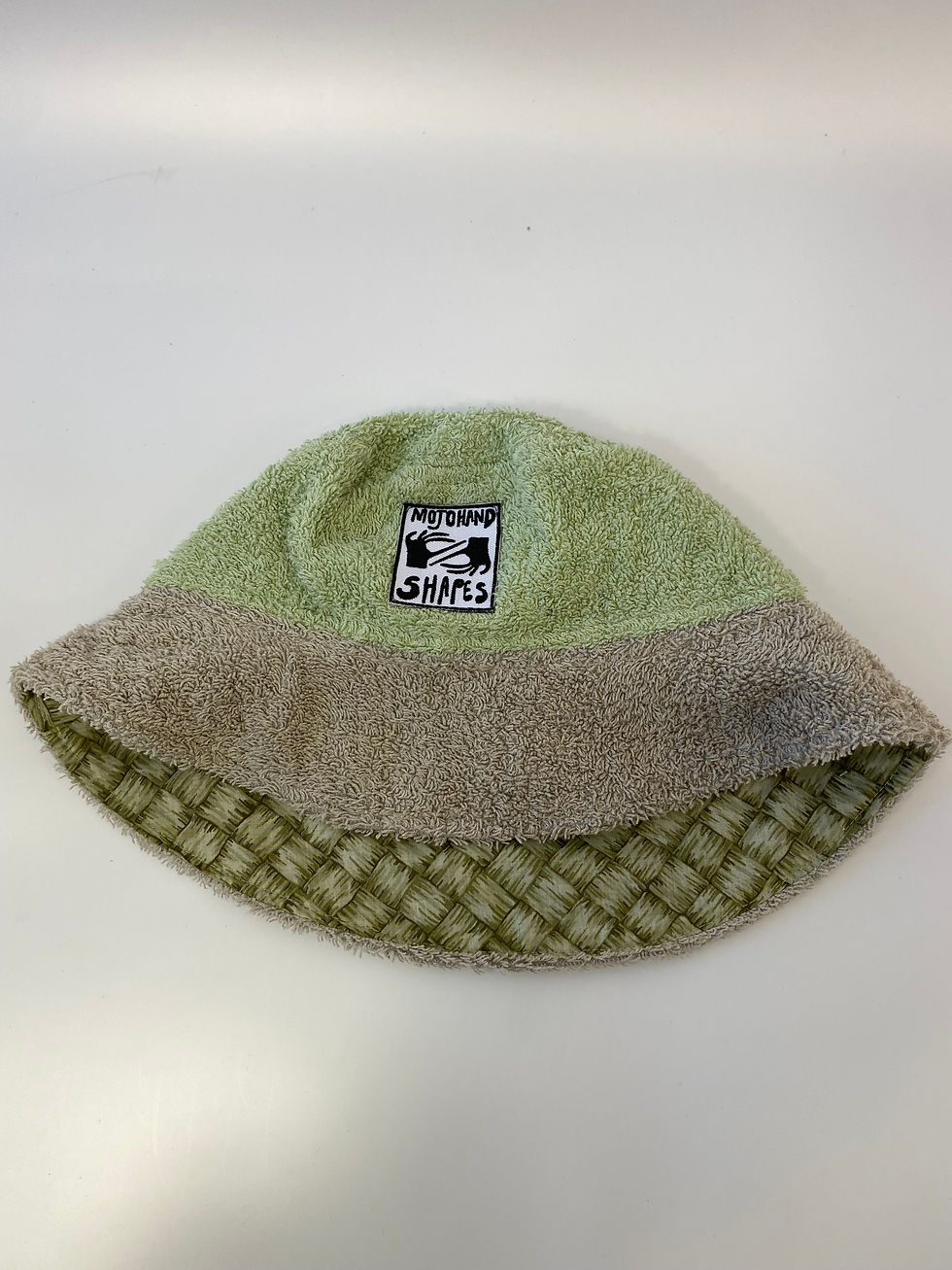Thumbnail: Green Beige Towelling Bucket Hat