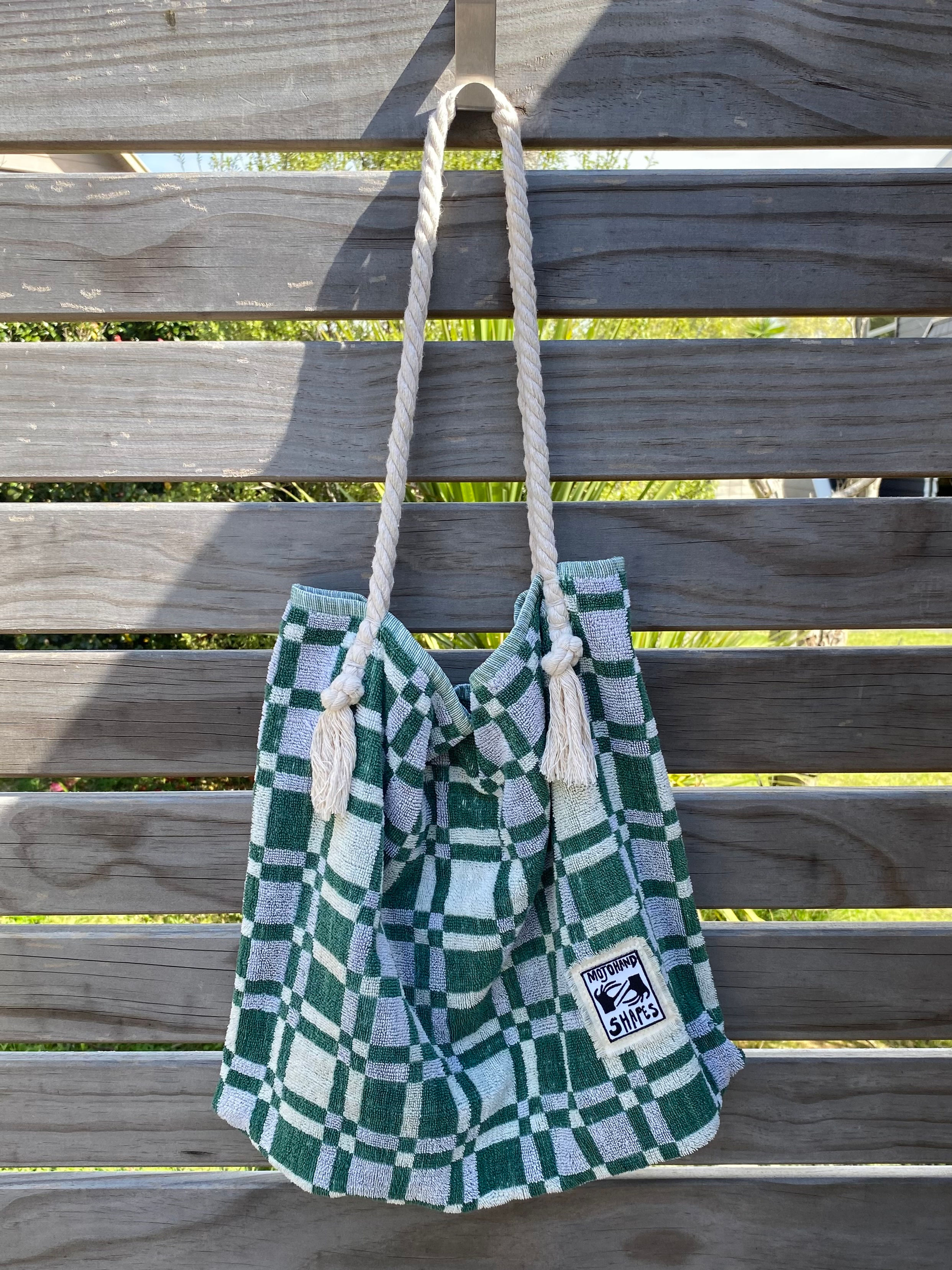 Green Check Towelling bag