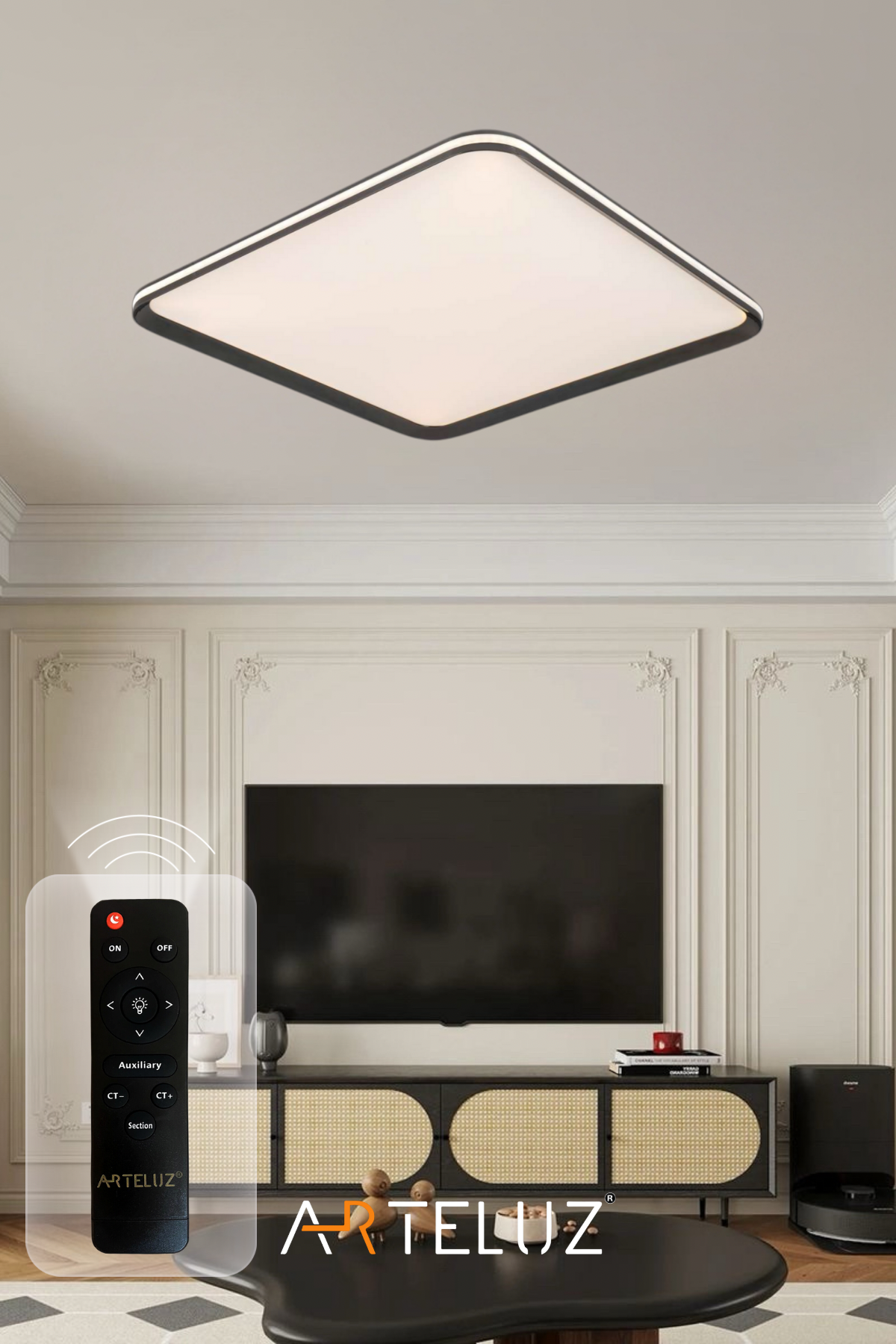 LUXURY KARE PLATIN MODEL PLAFONYER AVİZE (60 CM)