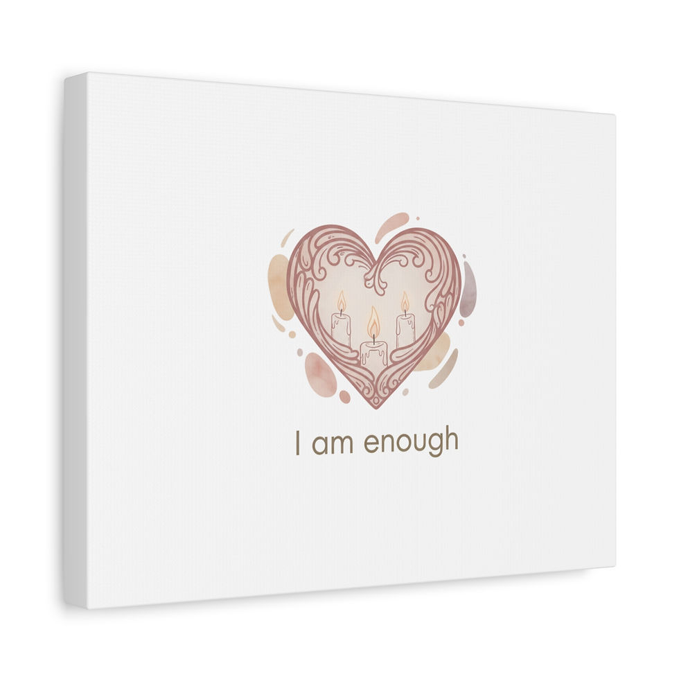 Thumbnail: I Am Enough Heart Canvas | Self‑Love Valentine, Self Care Wall Art