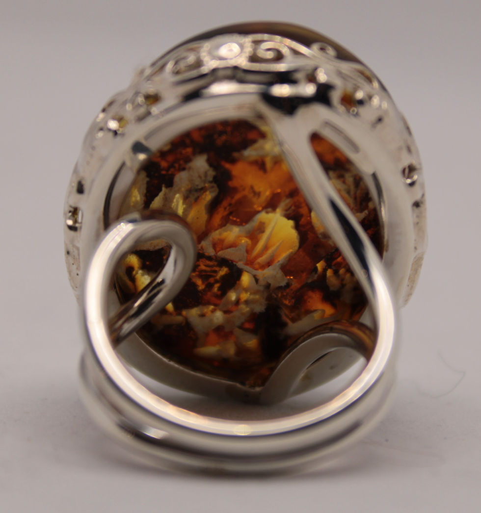 Thumbnail: Hand Carved Amber Flower Ring