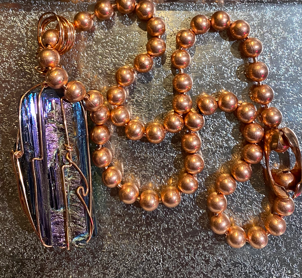 Thumbnail: Raw Titanium Black Tourmaline & Copper Necklace 