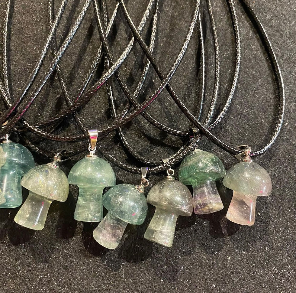 Rainbow Fluorite Mushroom Necklaces