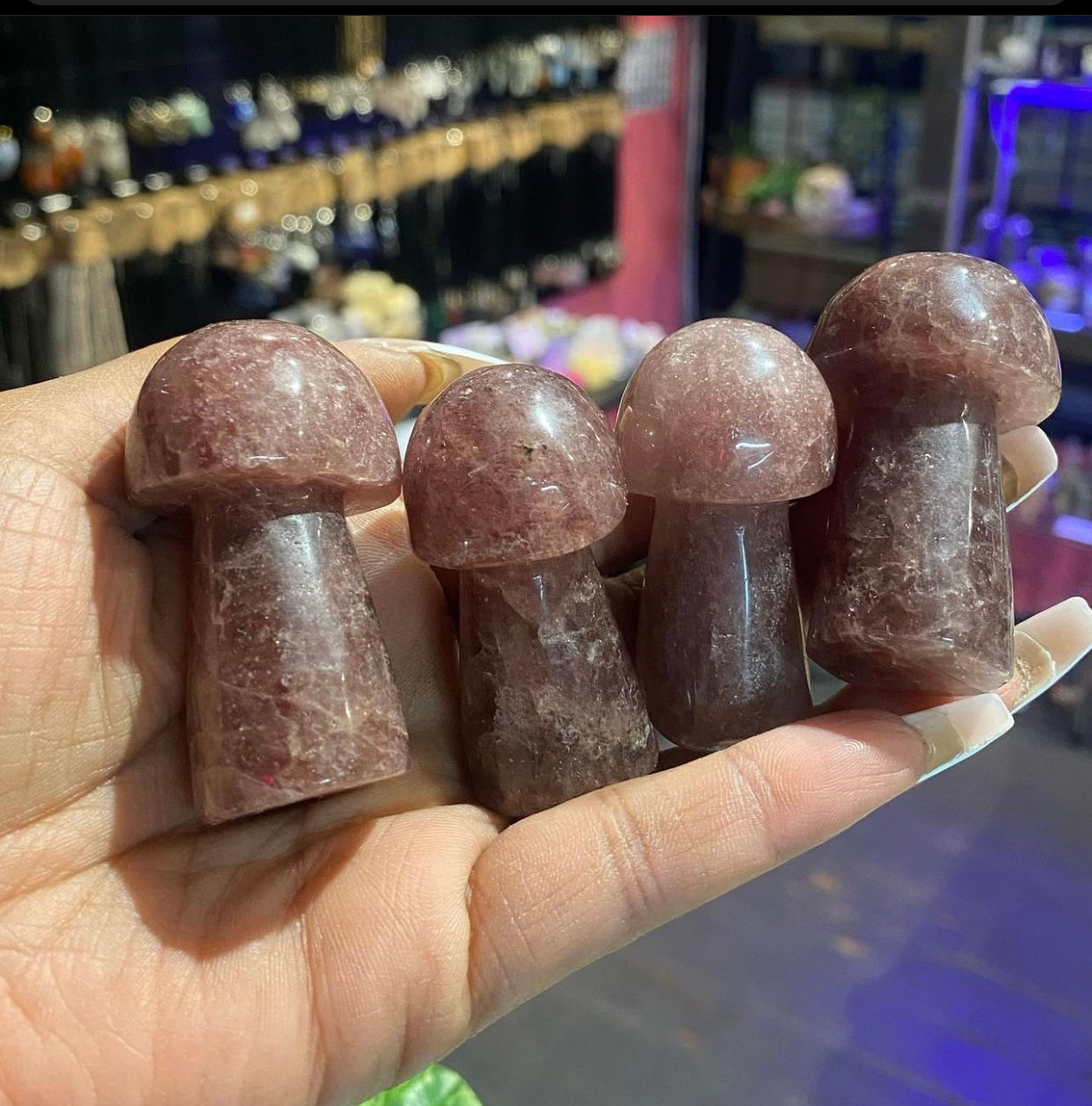 Medium Strawberry Quartz Mushroom