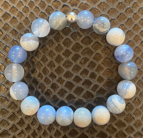 10mm Blue Striped Agate Healing Bracelet