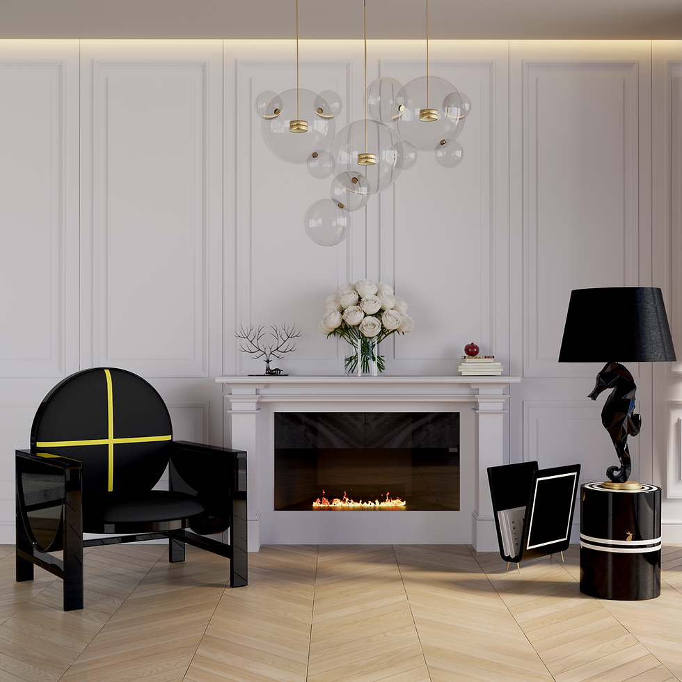 Thumbnail: Armchair Cross Series Black-Yellow with Back Cushion