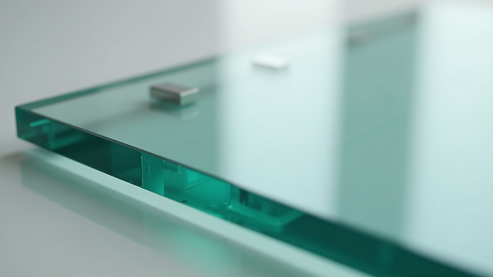 Close-up view of thick laminated glass panel ready for installation