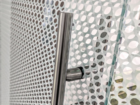 ustom 1/2" clear tempered sliding glass doors.