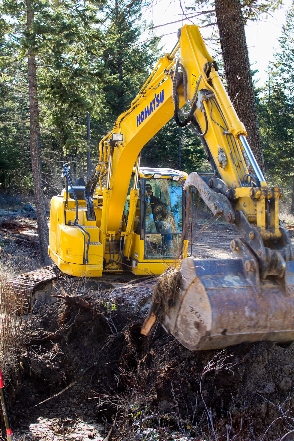 Excavator heavy machinery at job site