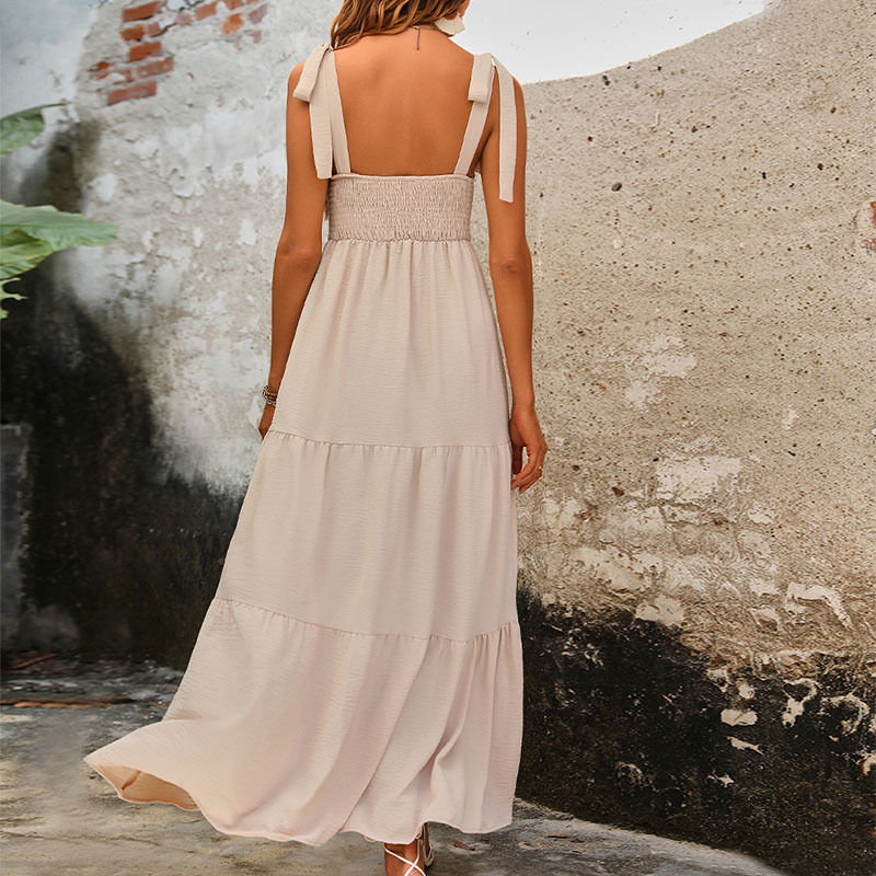 Miniatura: 2024 Summer New Women's Backless Solid Dress