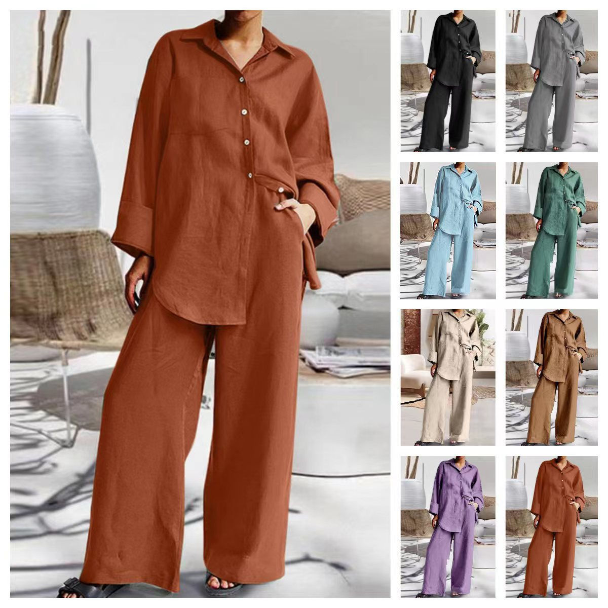 Spring Women's Loose Shirt & Pants Set