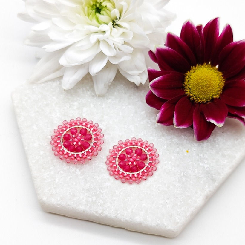 Miniaturbild: Kleine Ohrstecker oder Clips "Machico" rosa