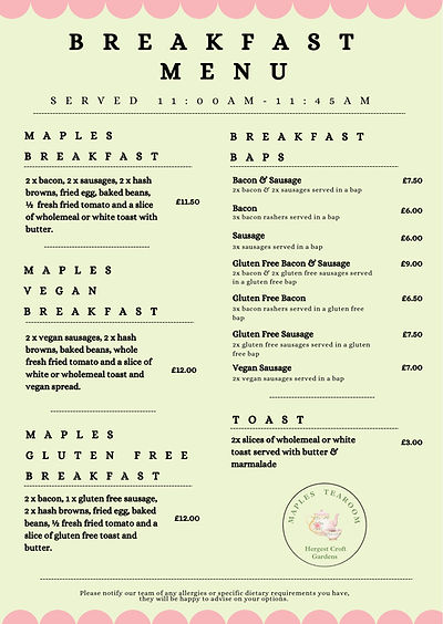 Breakfast Menu Maples