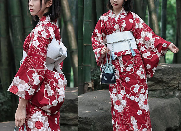 女士和服浴衣 紅色x白桃花 Hk Likes 女士和服浴衣 紅色x白桃花 Hk Likes