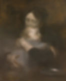 A painting by Eugene Carriere of a mother and child where the edges are all obscured and there is an ethereal soft quality to the atmosphere