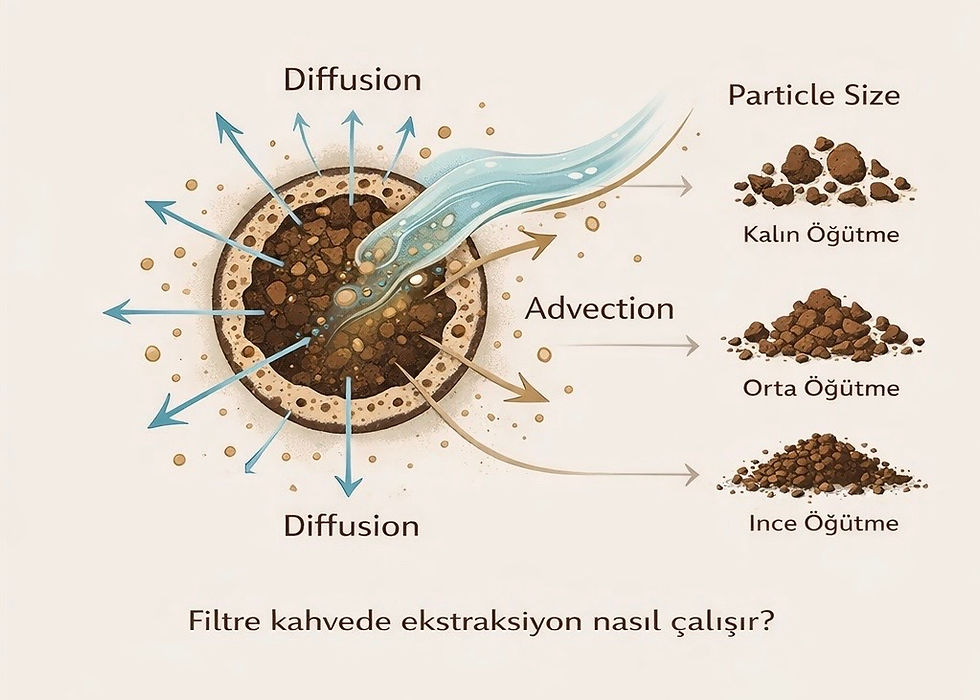 kahvenin içinden lezzeti iki farklı şekilde alır. Bunların isimleri biraz teknik olabilir: diffusion ve advection