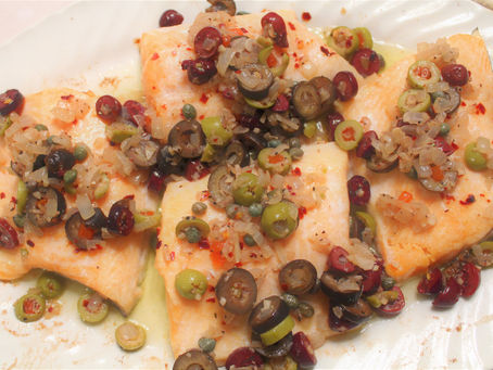 Slow-Cooked Arctic Char with Olives & Capers Relish